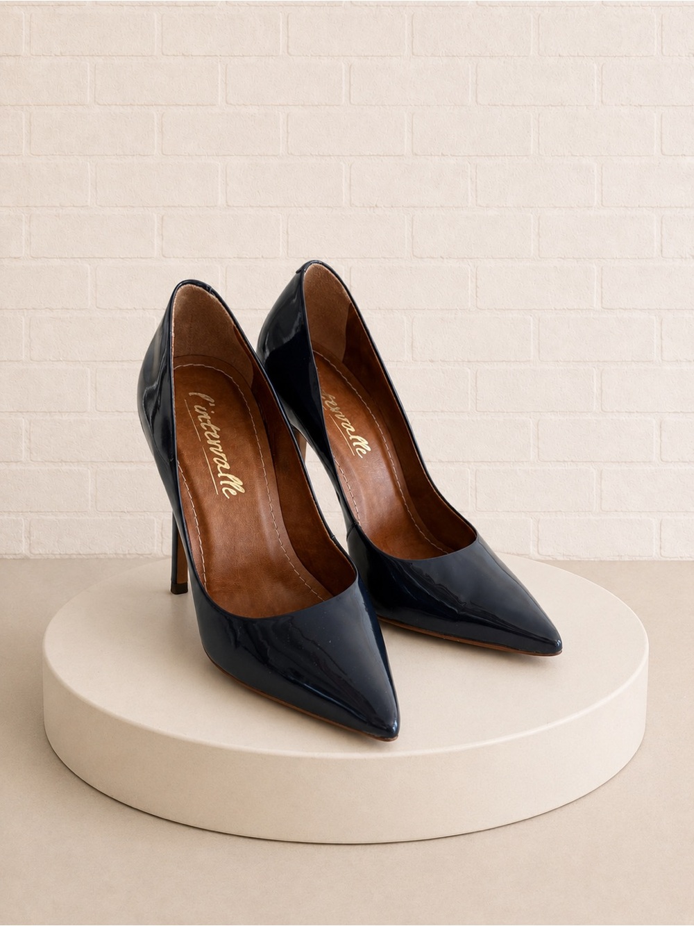 L'INTERVALLE Navy Patent Pointed Toe Stilettos